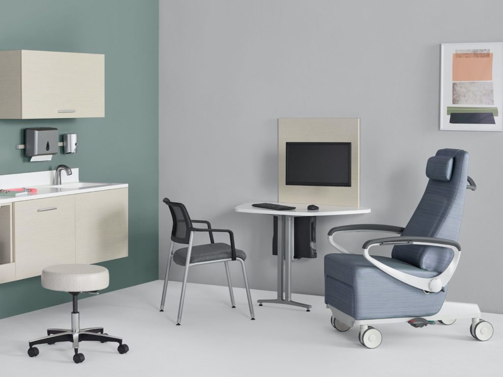 medical furniture setting for a hospital room