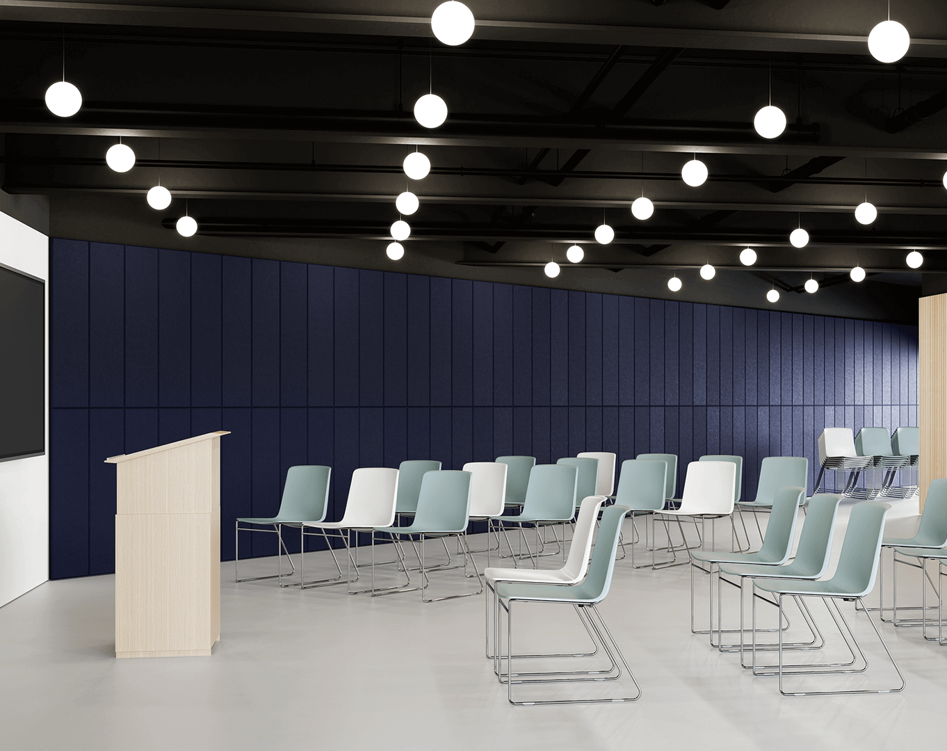 Pronta stacking chair in a university conference at WorkArena