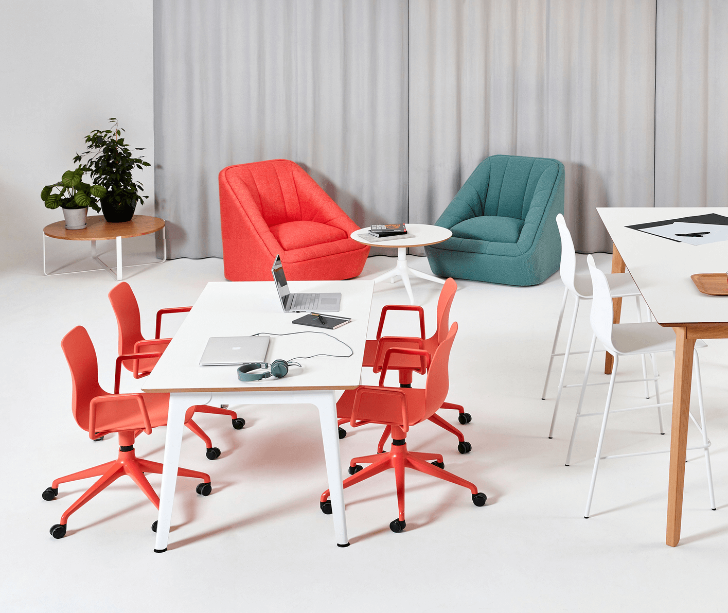 Polly side chair in red colour at a modern office