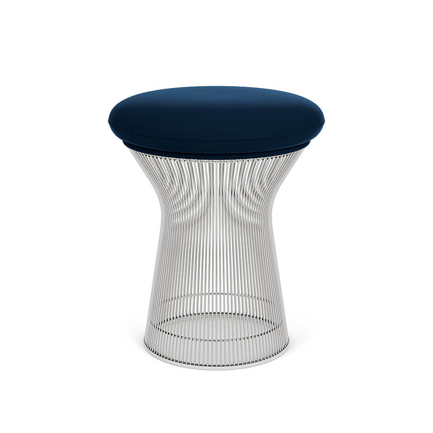 Platner stool dark blue velvet