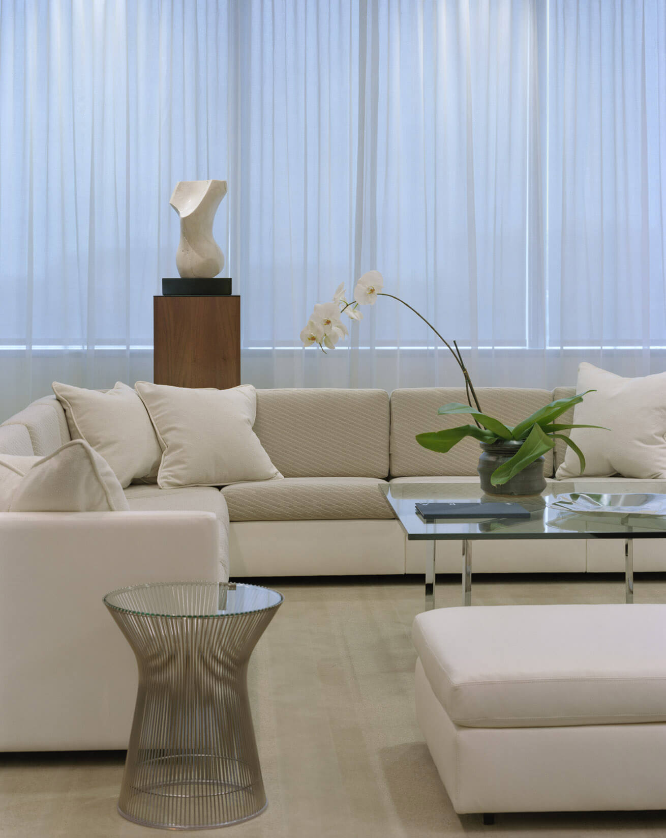 Platner stool on a living room