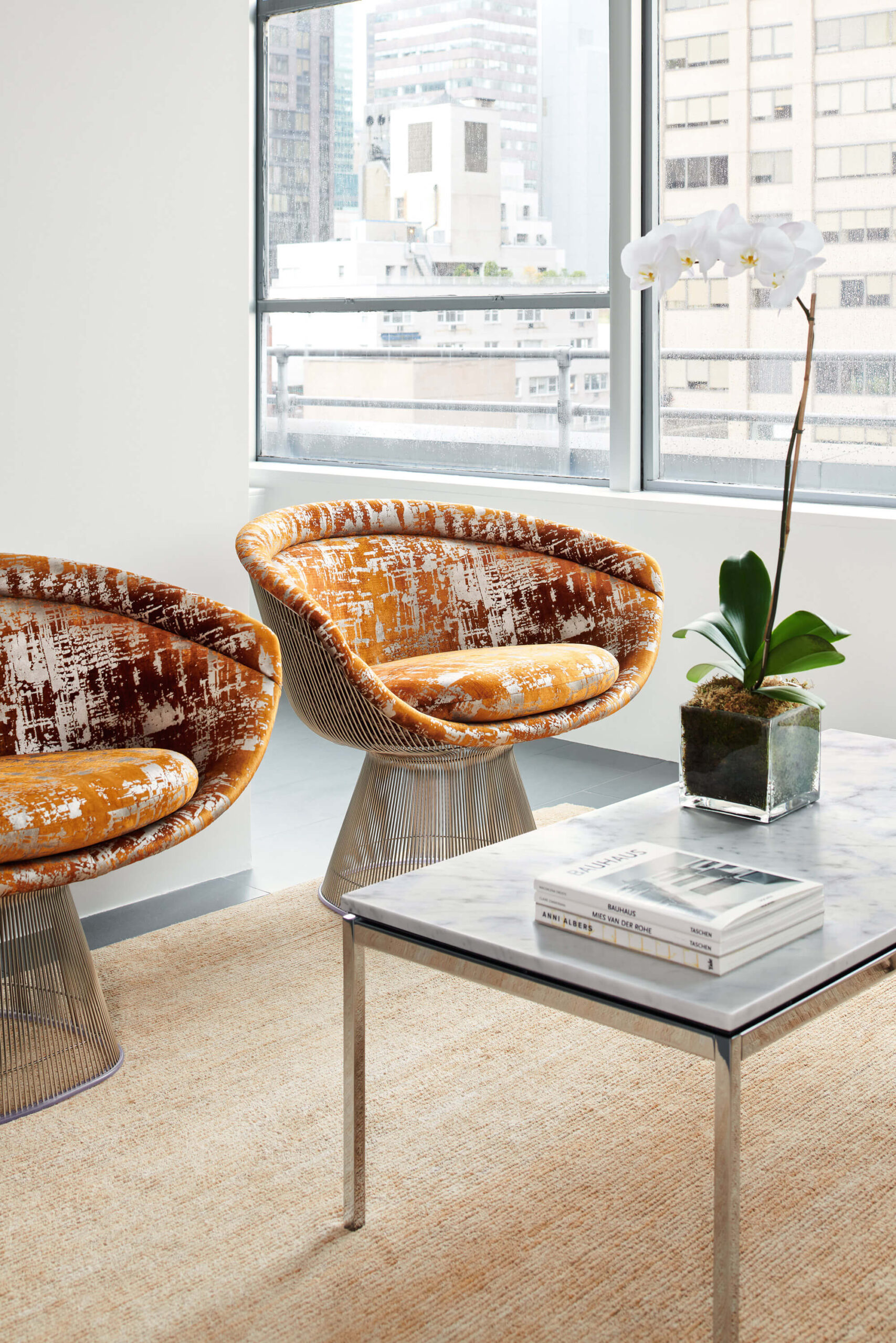 Florence Knoll Coffee and Side Tables at a reception