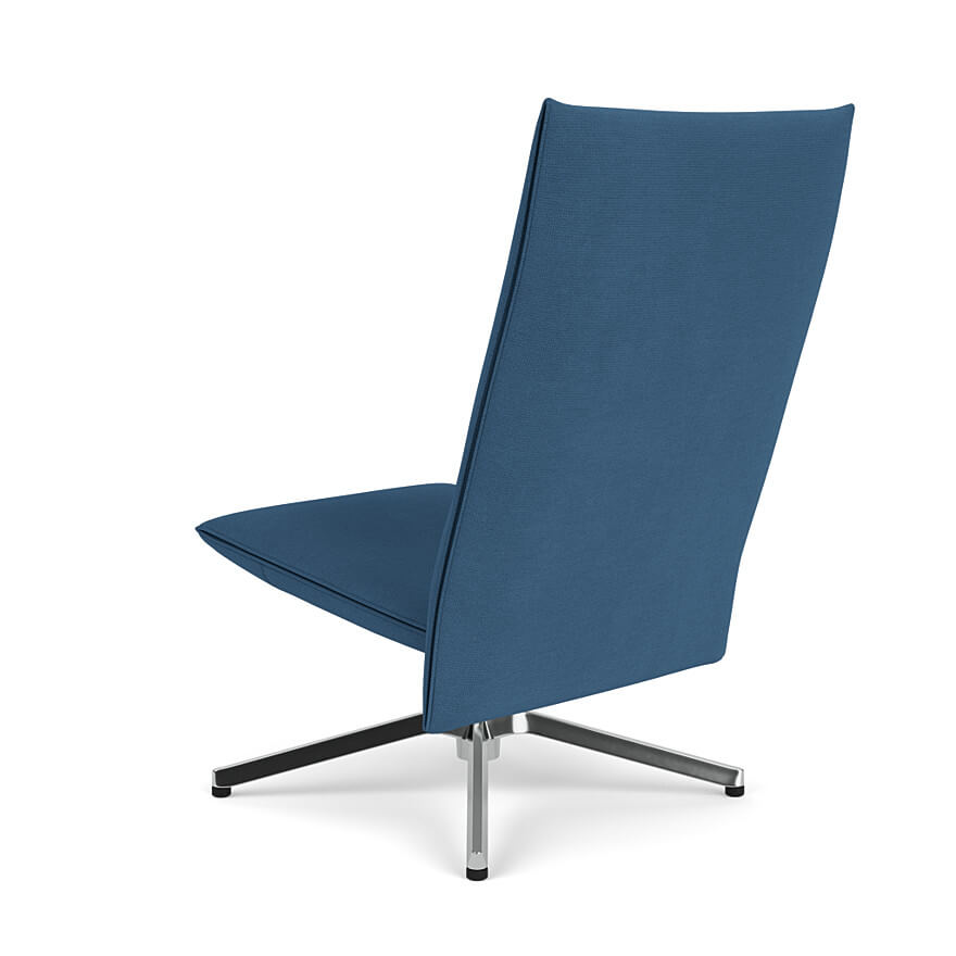 Pilot High Back Chair back side in blue color and white background