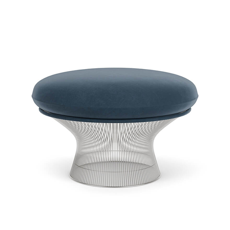 Platner Ottoman with green velvet pad