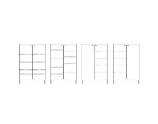 Florence Knoll Vertical Storage wireframe drawings
