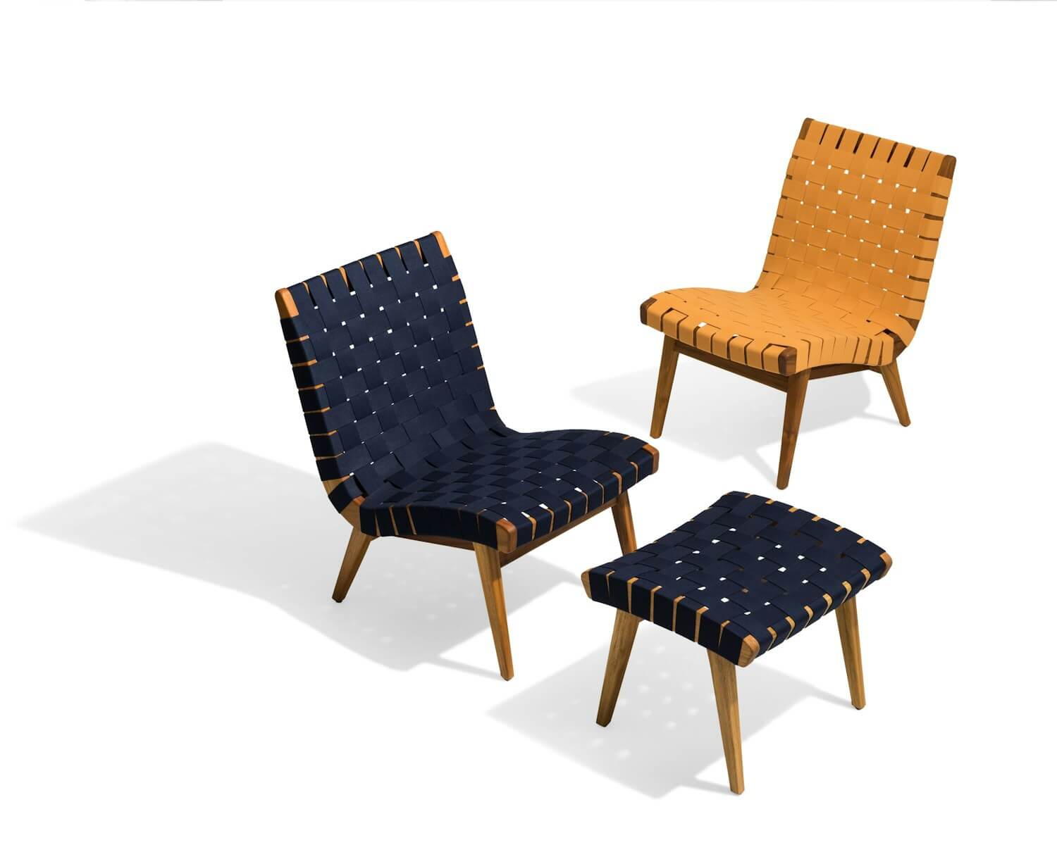 Risom Lounge Chair in blue and yellow colors