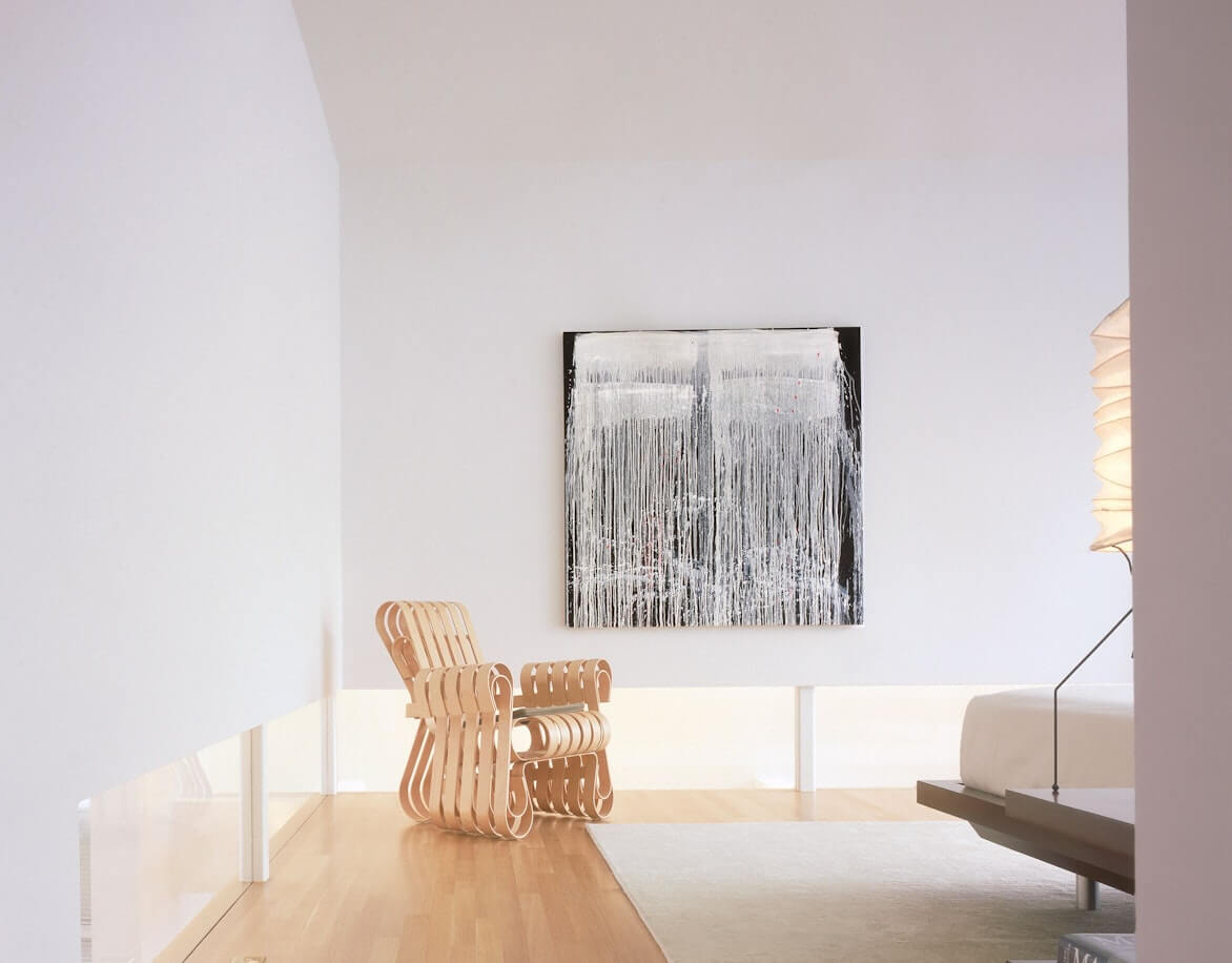 power play chair in a corner of a stylish and minimalist house