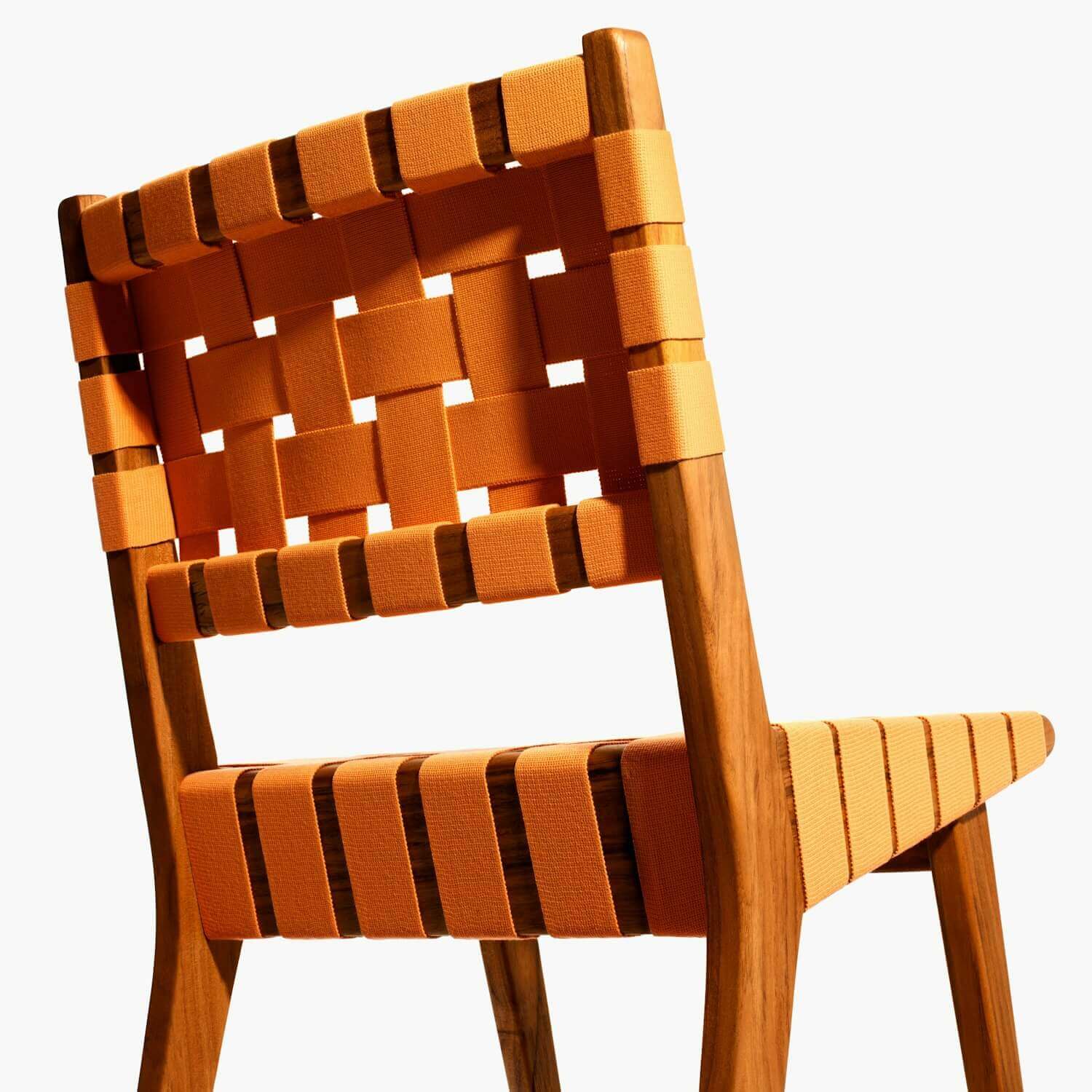 risom wooden barstool back detail