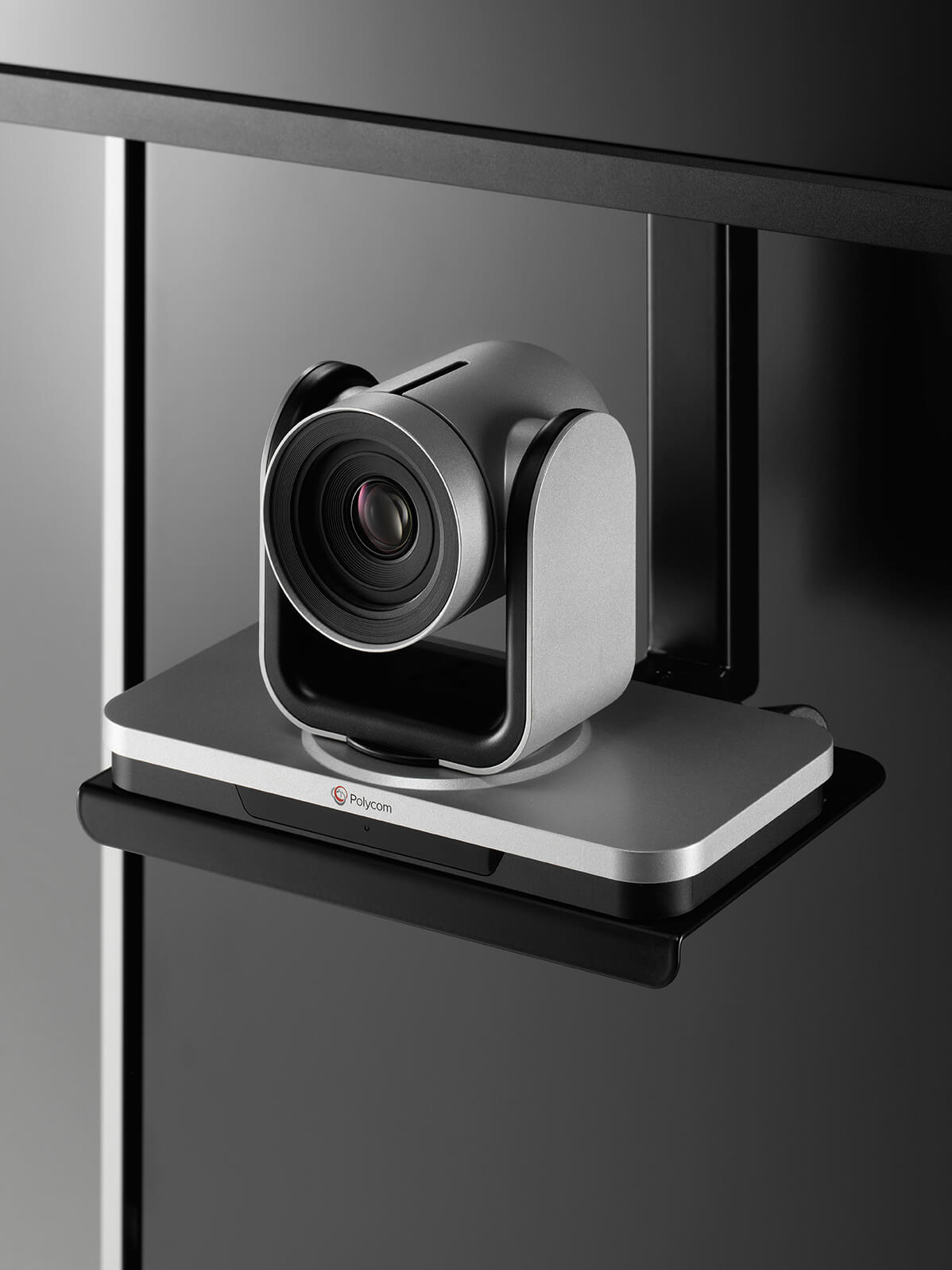 a detail of a video conference camera in a a cbs ergonomics TV Stand cart Unit