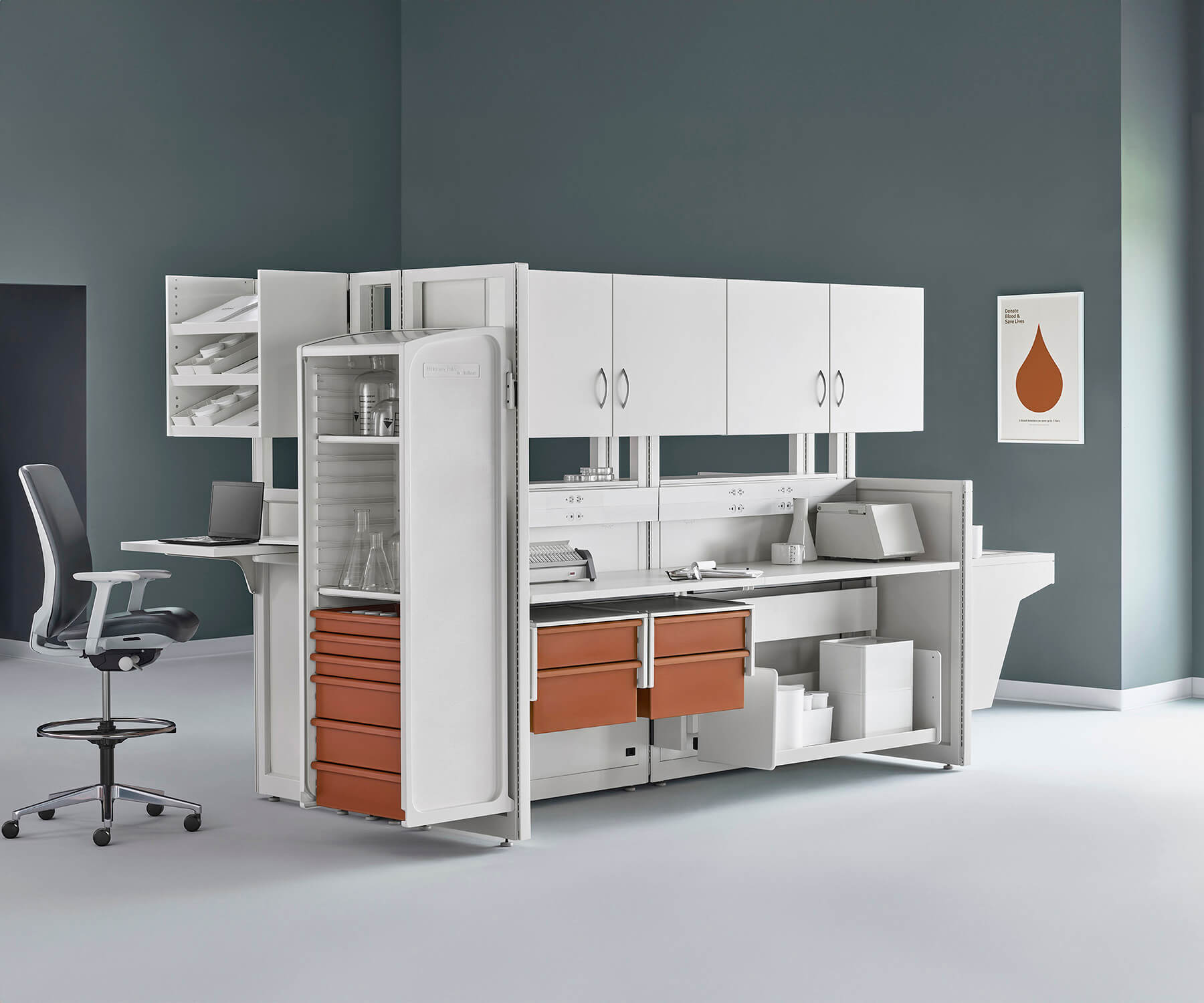 Co-Struc System Medical Furniture layout for a clinical research laboratoty