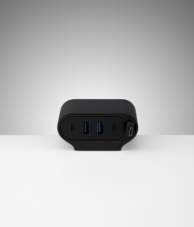 Ondo Data and Power Management Mount detail on black colour