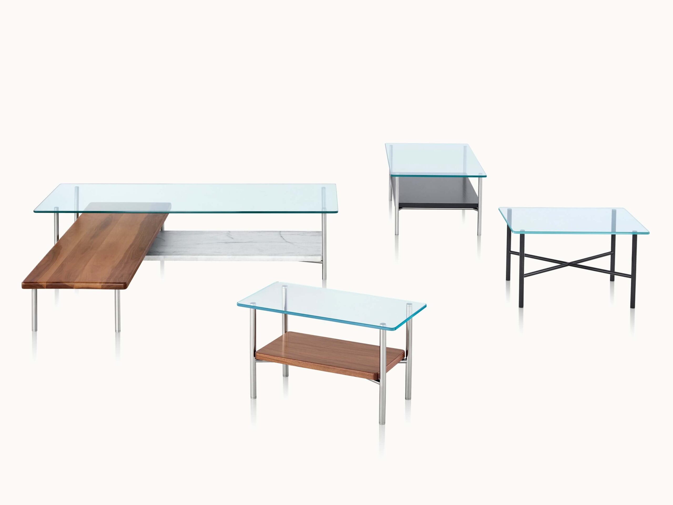 a set of Layer Side Tables in different styes and sizes in a white room