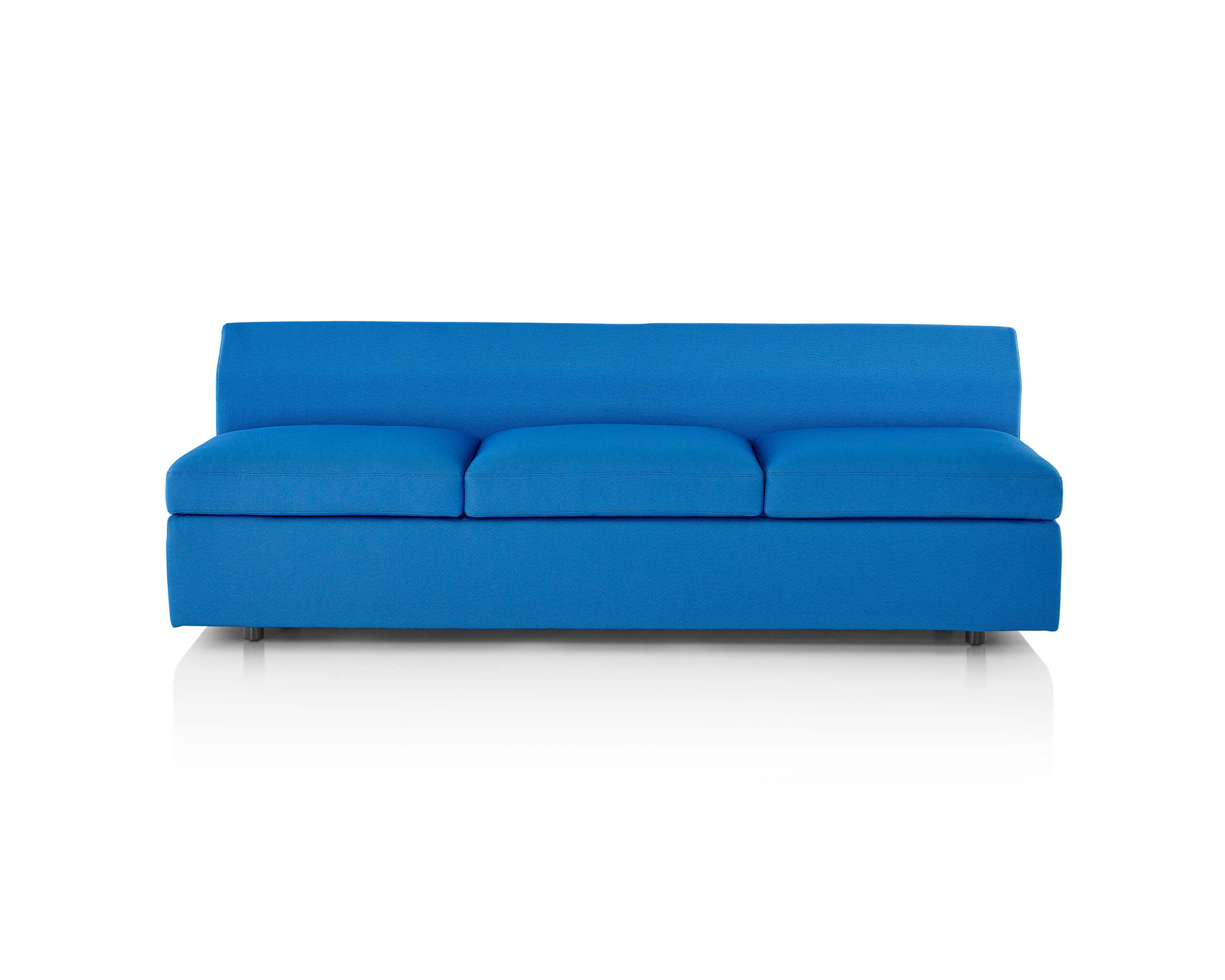 a three seater Bevel Modular Sofa Group in electric blue colour in a white room