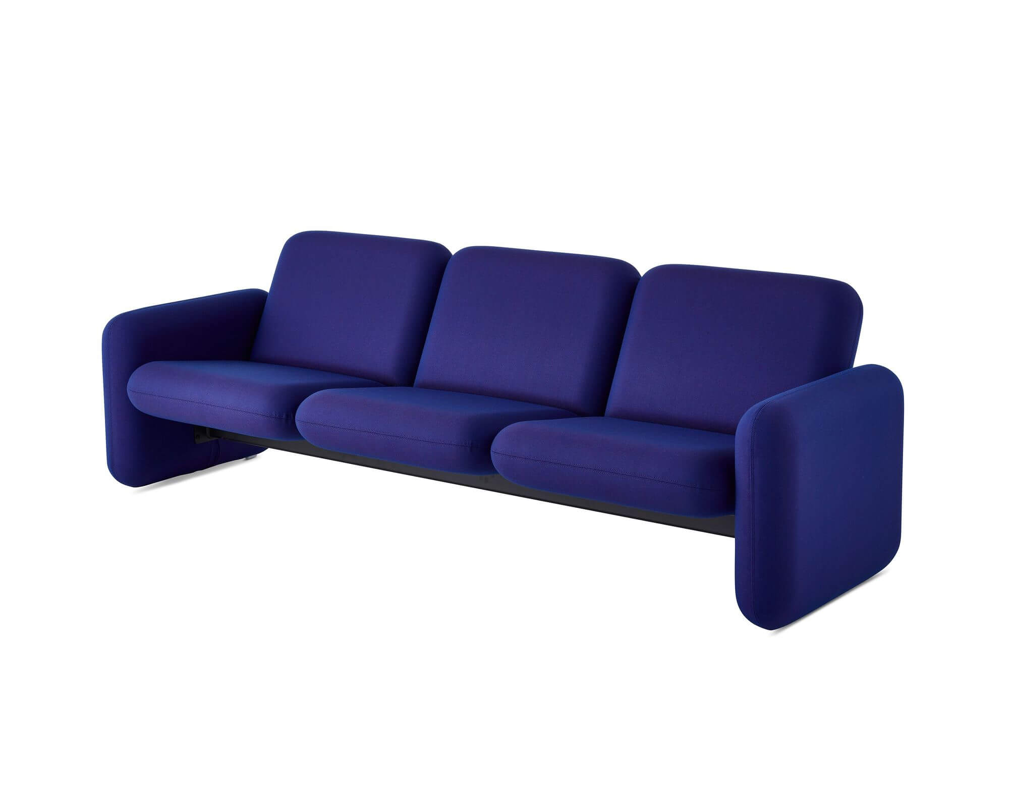 the right side angle of a Wilkes Modular Sofa Group in blue colour in a white room