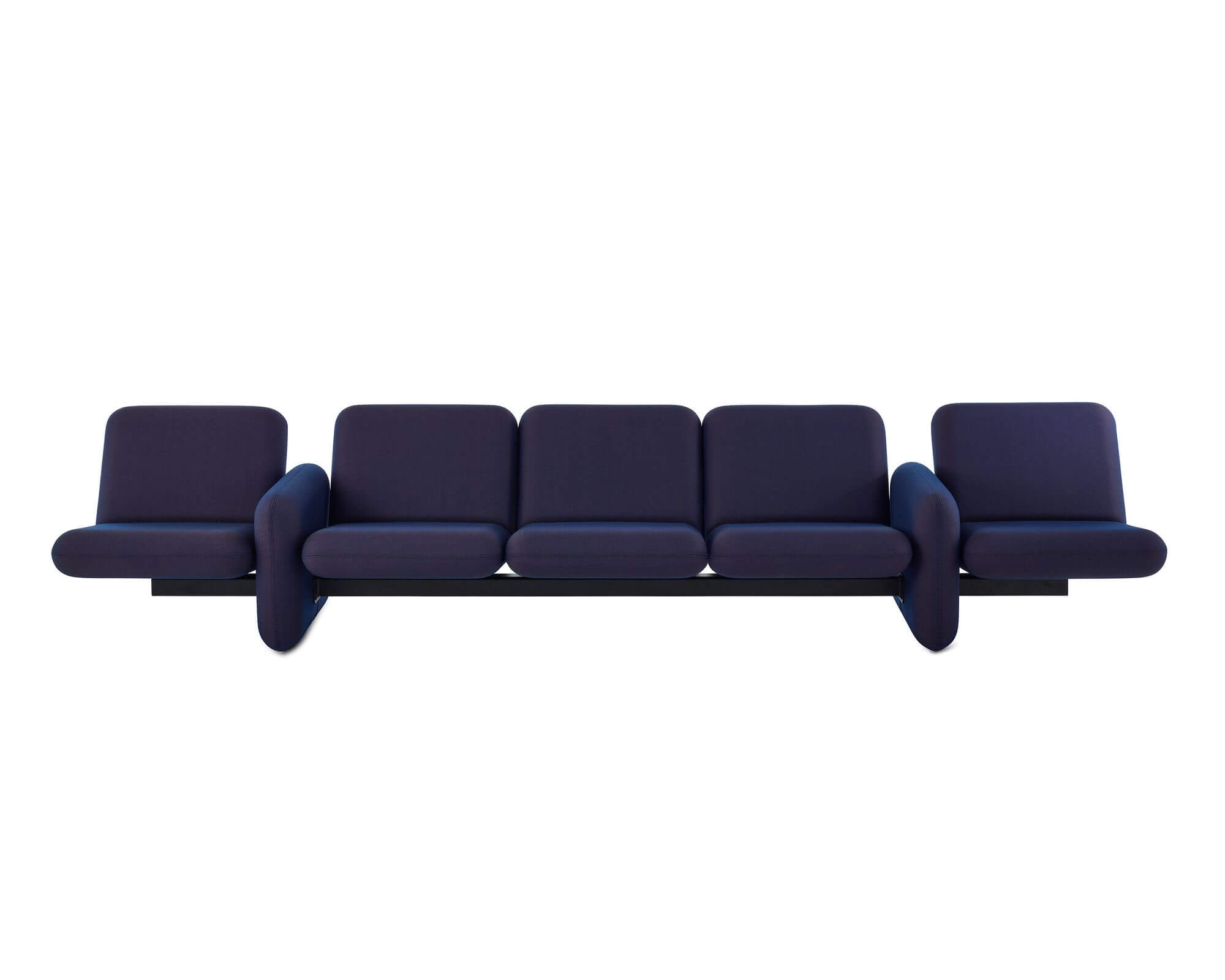 the front side of a Wilkes Modular Sofa Group in dark blue colour in a white room