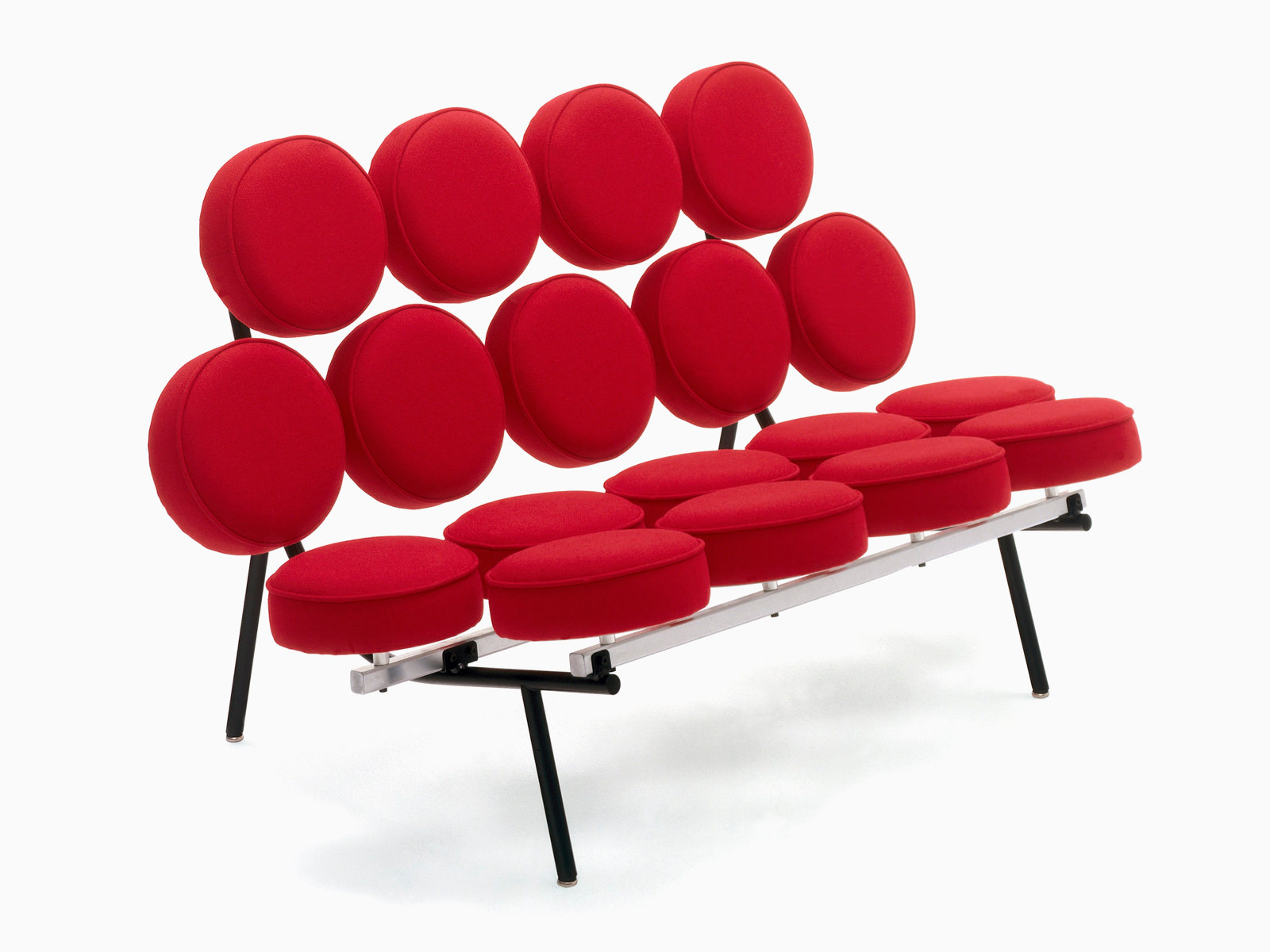 the front side angle of a marshmallow sofa in a white room in sydney