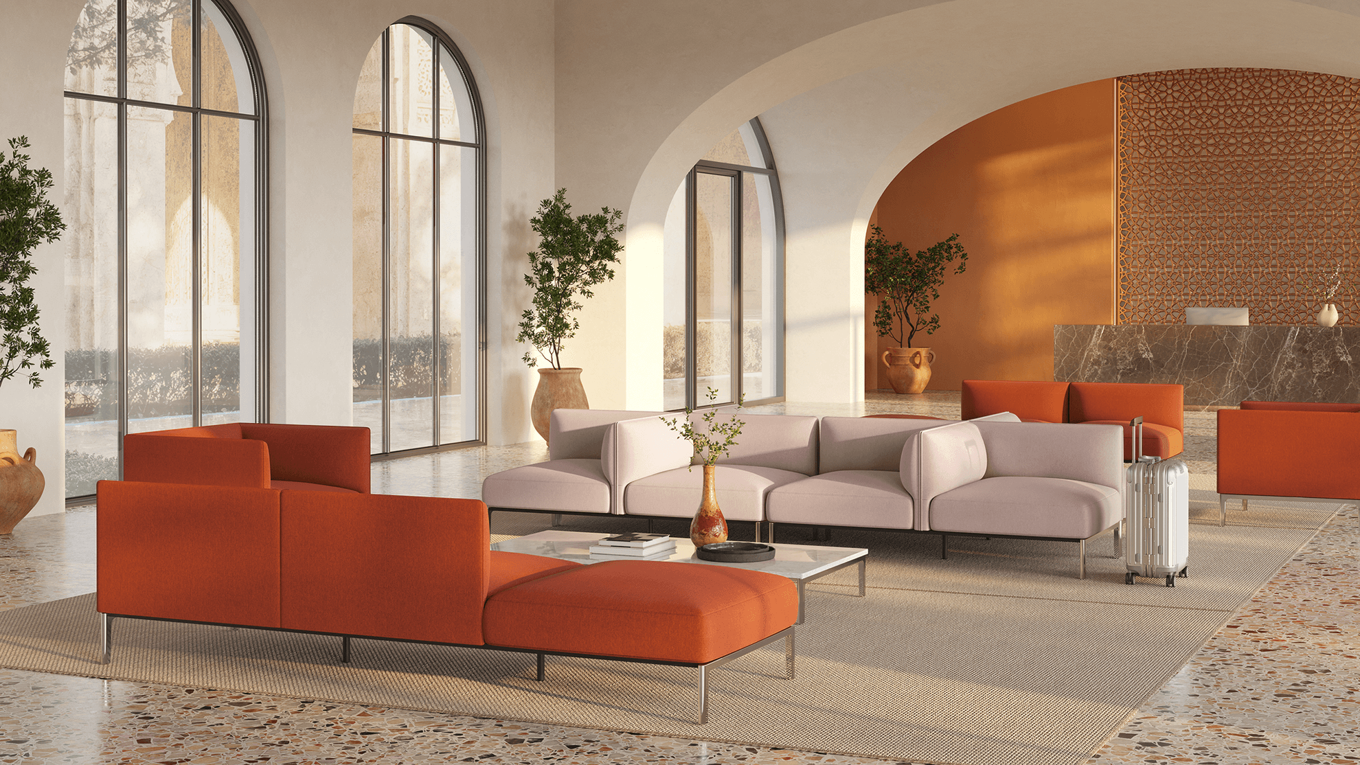 Mimo Modular sofas in a modern reception are in sydney