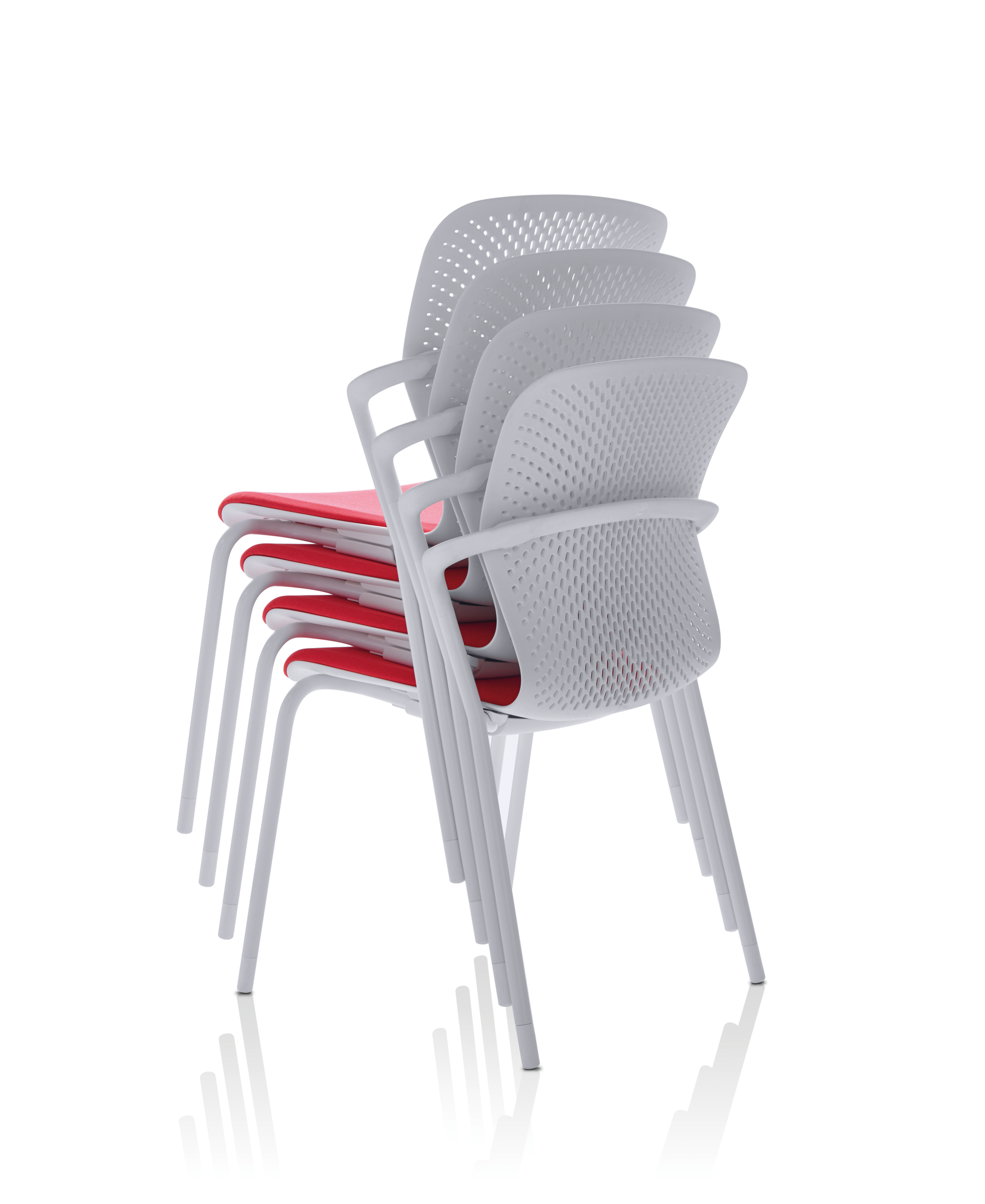 the back side angle of a keyn stacking chair in a white room